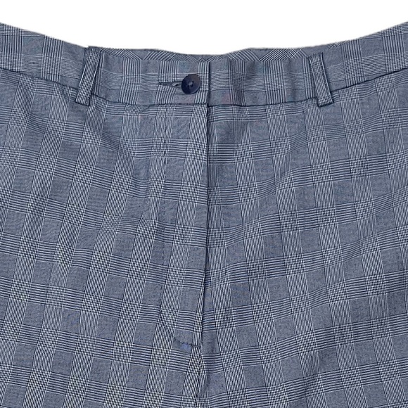 Cutter & Buck Sz 12 Navy Blue Glen Plaid Bermuda Length Golf Shorts High Waist - Picture 3 of 7